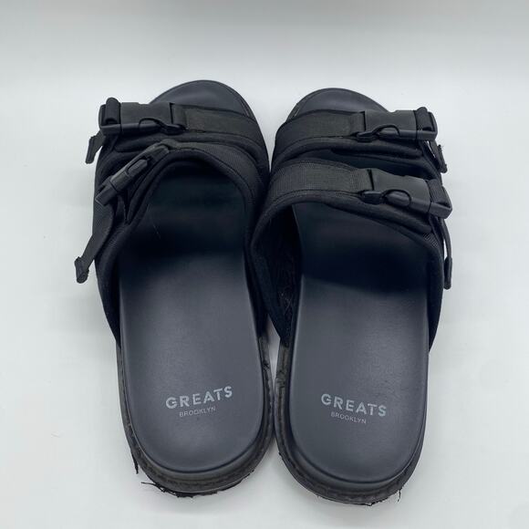 Greats Brooklyn Black Utility Slides Sandals Gorpcore Buckles Men\'s size 11